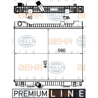 Radiateur, refroidissement du moteur HELLA 8MK 376 751-221