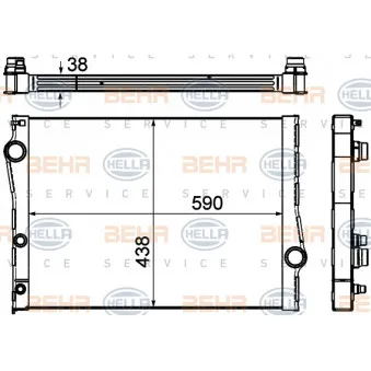 Radiateur, refroidissement du moteur HELLA 8MK 376 753-001