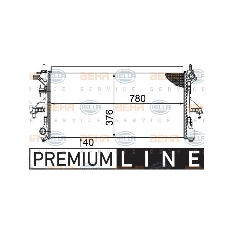 Radiateur, refroidissement du moteur HELLA 8MK 376 753-621