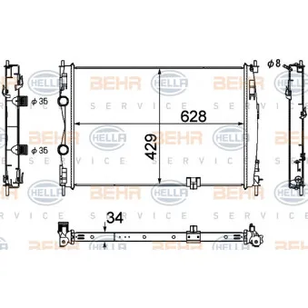 Radiateur, refroidissement du moteur HELLA 8MK 376 753-701
