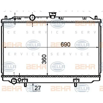 Radiateur, refroidissement du moteur HELLA 8MK 376 753-711