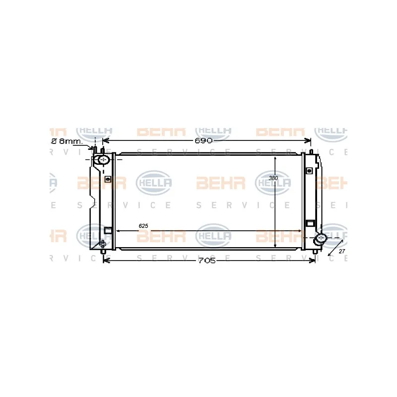 Radiateur, refroidissement du moteur HELLA 8MK 376 753-731