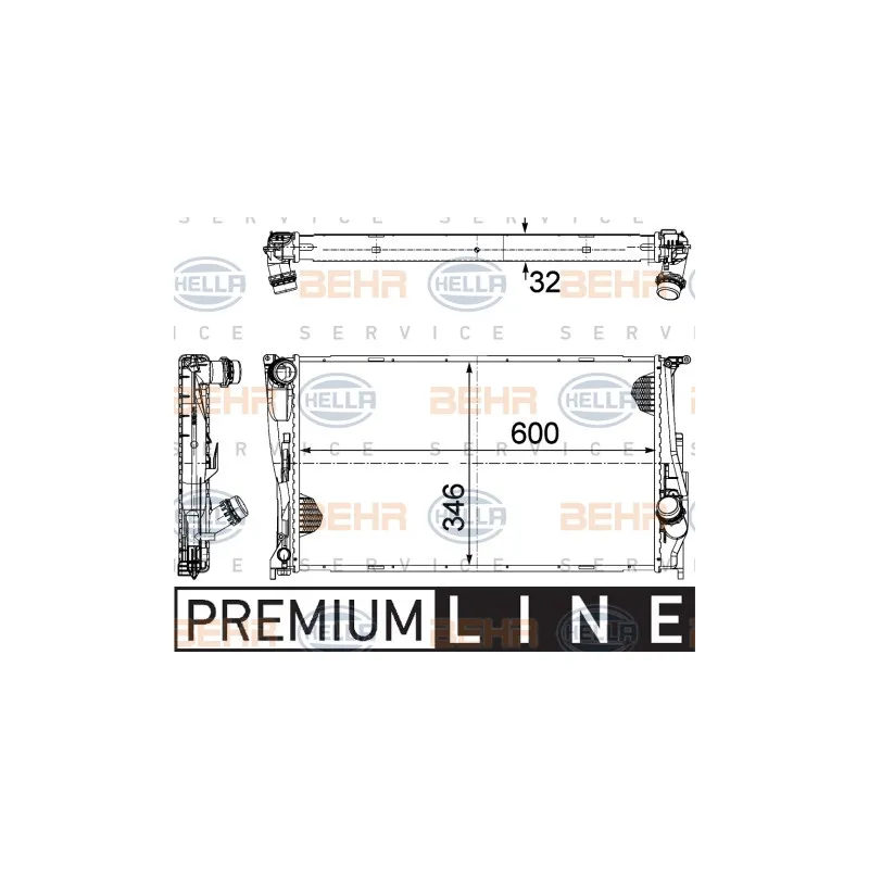 Radiateur, refroidissement du moteur HELLA 8MK 376 754-001