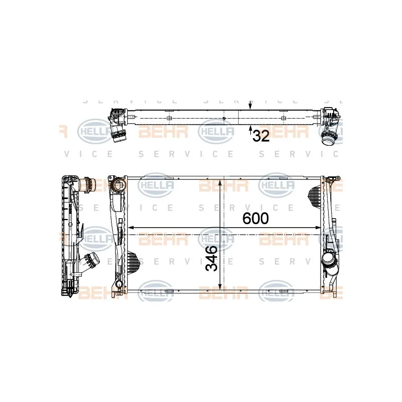 Radiateur, refroidissement du moteur HELLA 8MK 376 754-004