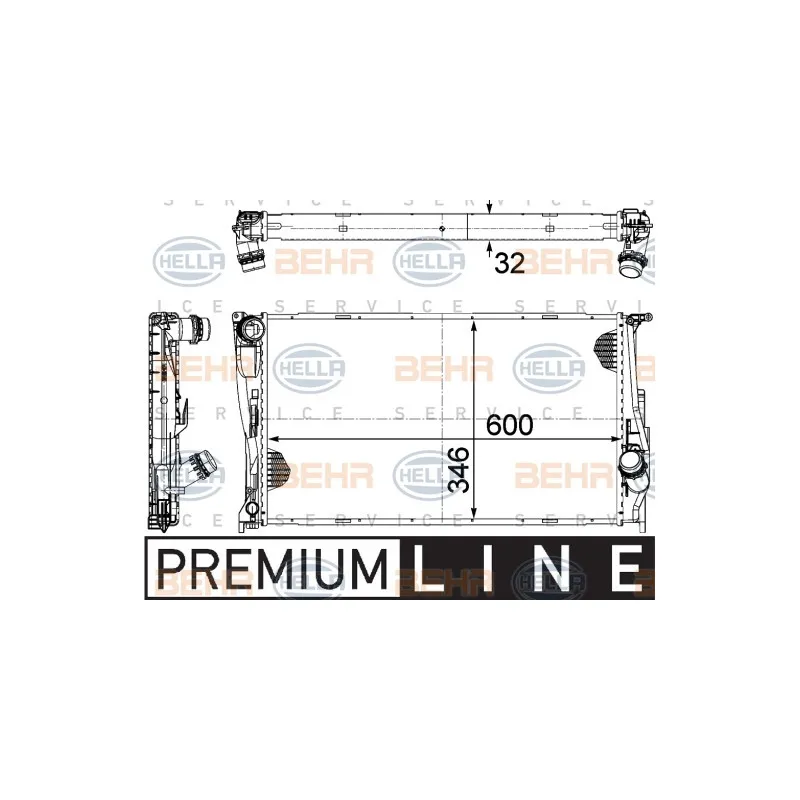 Radiateur, refroidissement du moteur HELLA 8MK 376 754-011