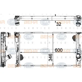 Radiateur, refroidissement du moteur HELLA 8MK 376 754-014