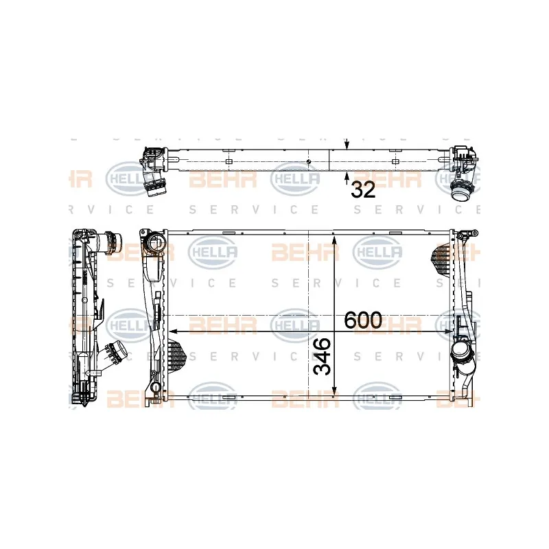 Radiateur, refroidissement du moteur HELLA 8MK 376 754-014