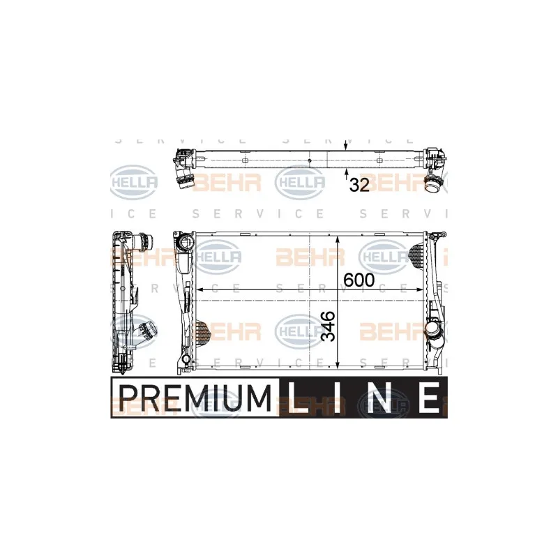 Radiateur, refroidissement du moteur HELLA 8MK 376 754-021