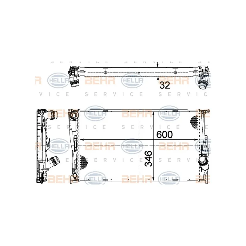 Radiateur, refroidissement du moteur HELLA 8MK 376 754-024