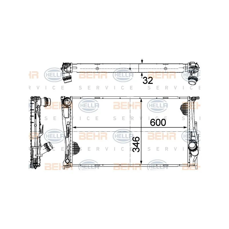 Radiateur, refroidissement du moteur HELLA 8MK 376 754-034