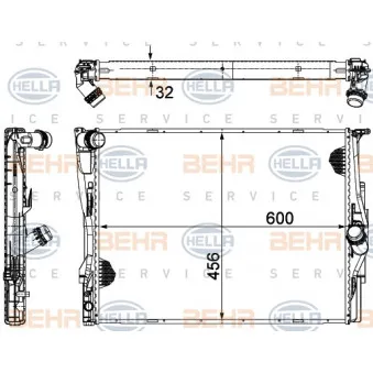 Radiateur, refroidissement du moteur HELLA 8MK 376 754-054