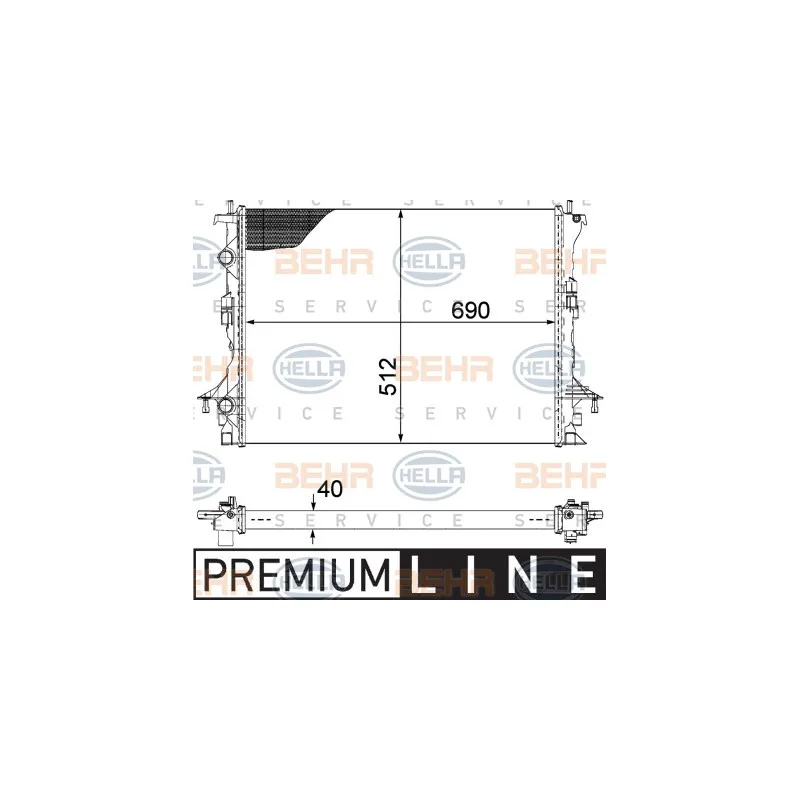 Radiateur, refroidissement du moteur HELLA 8MK 376 754-091