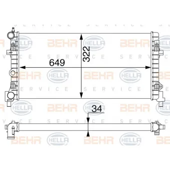 Radiateur, refroidissement du moteur HELLA 8MK 376 754-284