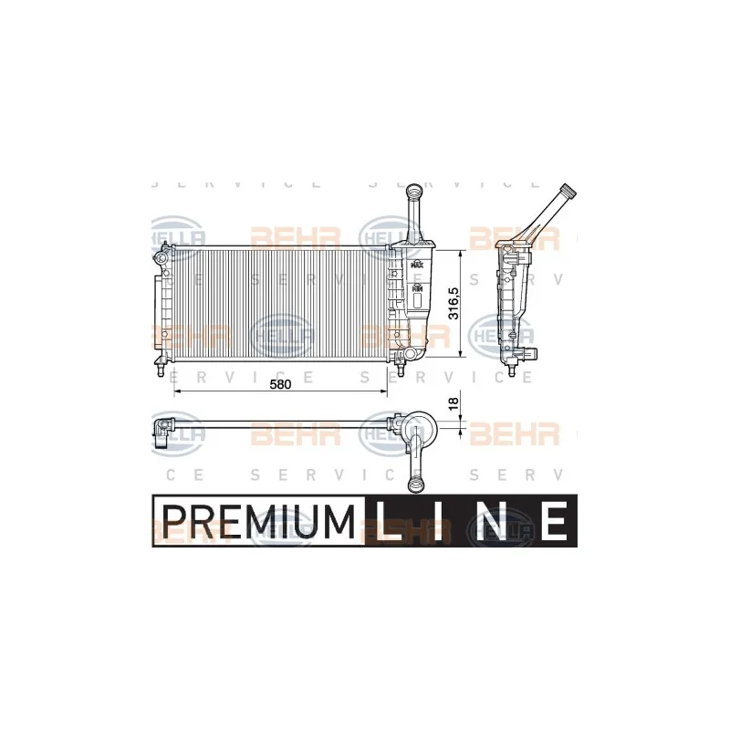 Radiateur, refroidissement du moteur HELLA 8MK 376 754-381
