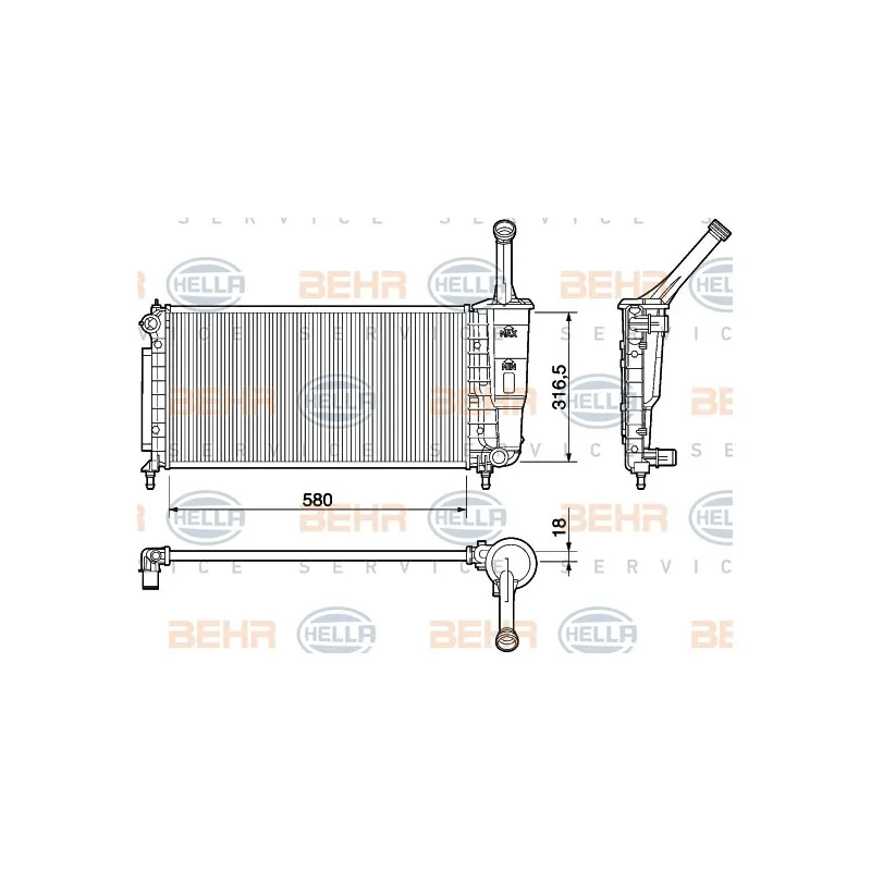 Radiateur, refroidissement du moteur HELLA 8MK 376 754-384