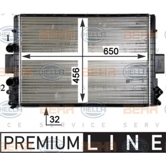 Radiateur, refroidissement du moteur HELLA 8MK 376 754-391
