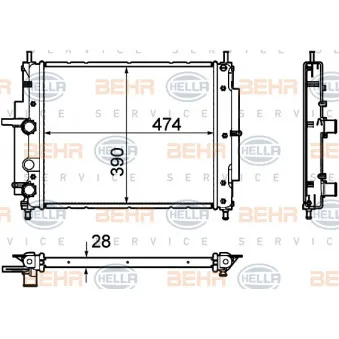 Radiateur, refroidissement du moteur HELLA 8MK 376 754-411