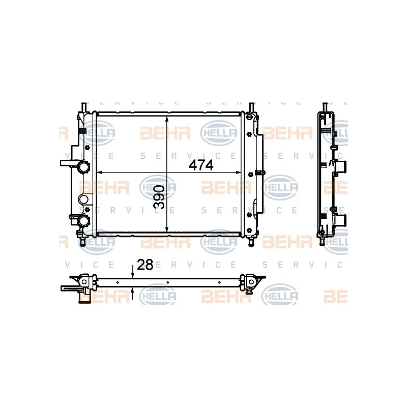 Radiateur, refroidissement du moteur HELLA 8MK 376 754-411