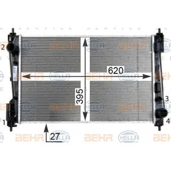 Radiateur, refroidissement du moteur HELLA 8MK 376 754-454