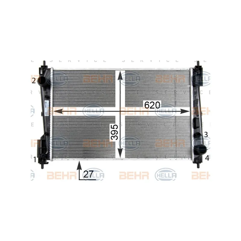 Radiateur, refroidissement du moteur HELLA 8MK 376 754-454