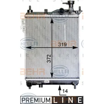 Radiateur, refroidissement du moteur HELLA 8MK 376 754-491