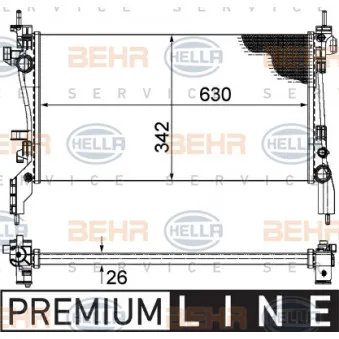 Radiateur, refroidissement du moteur HELLA 8MK 376 754-561