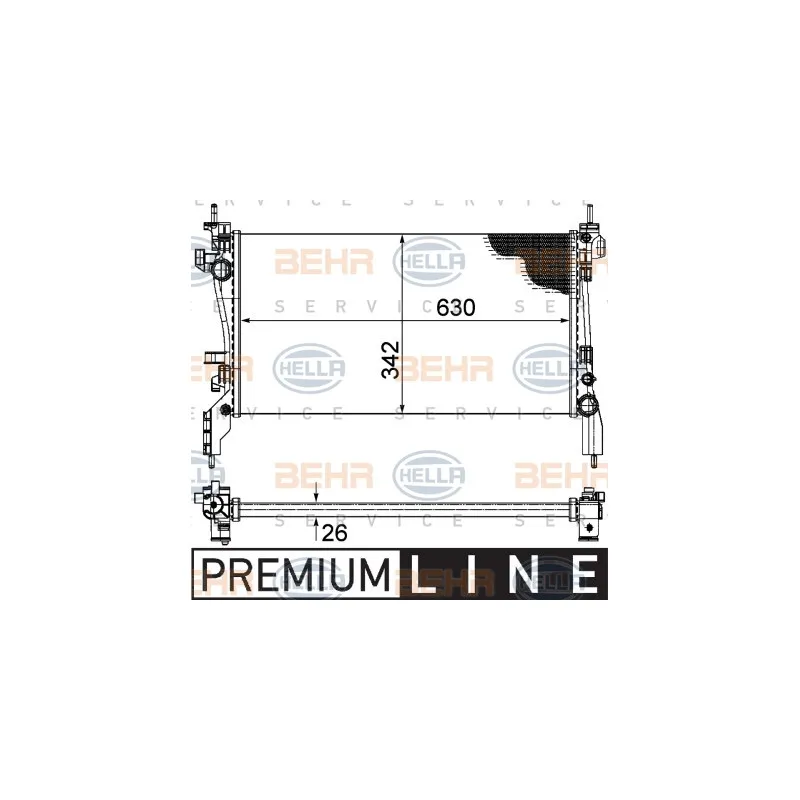 Radiateur, refroidissement du moteur HELLA 8MK 376 754-561