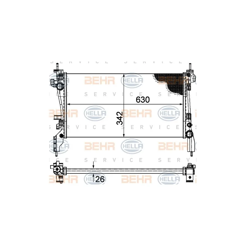 Radiateur, refroidissement du moteur HELLA 8MK 376 754-564