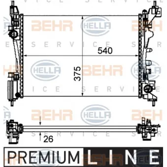 Radiateur, refroidissement du moteur HELLA 8MK 376 754-571