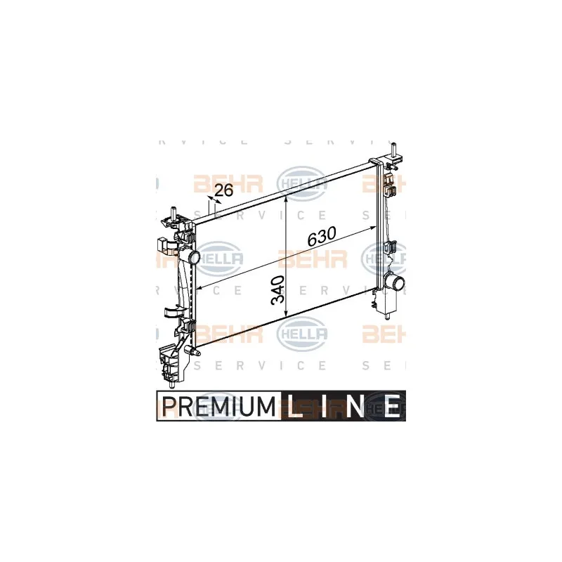 Radiateur, refroidissement du moteur HELLA 8MK 376 754-711