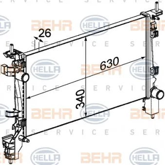 Radiateur, refroidissement du moteur HELLA 8MK 376 754-714