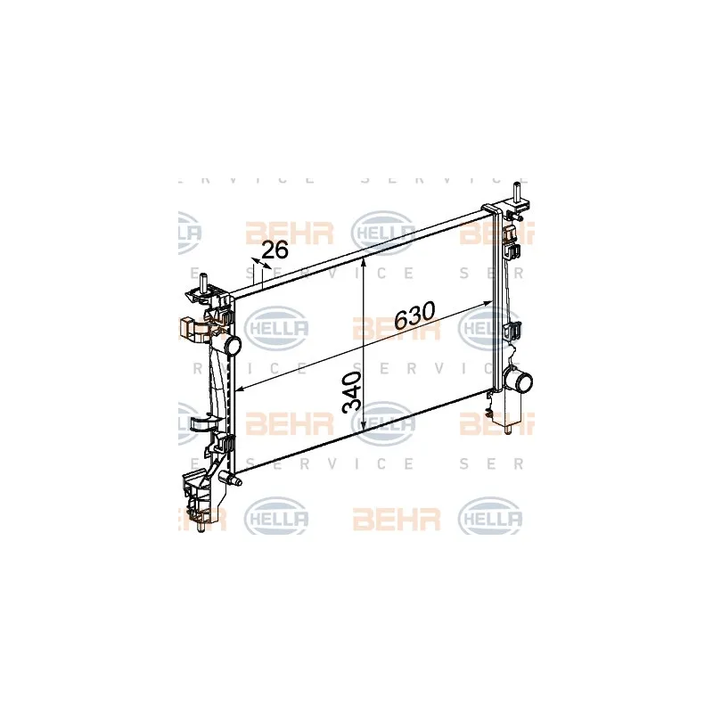 Radiateur, refroidissement du moteur HELLA 8MK 376 754-714