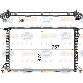 Radiateur, refroidissement du moteur HELLA 8MK 376 754-734