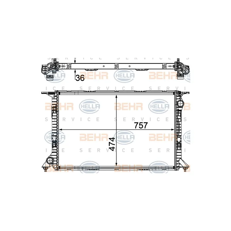 Radiateur, refroidissement du moteur HELLA 8MK 376 754-734