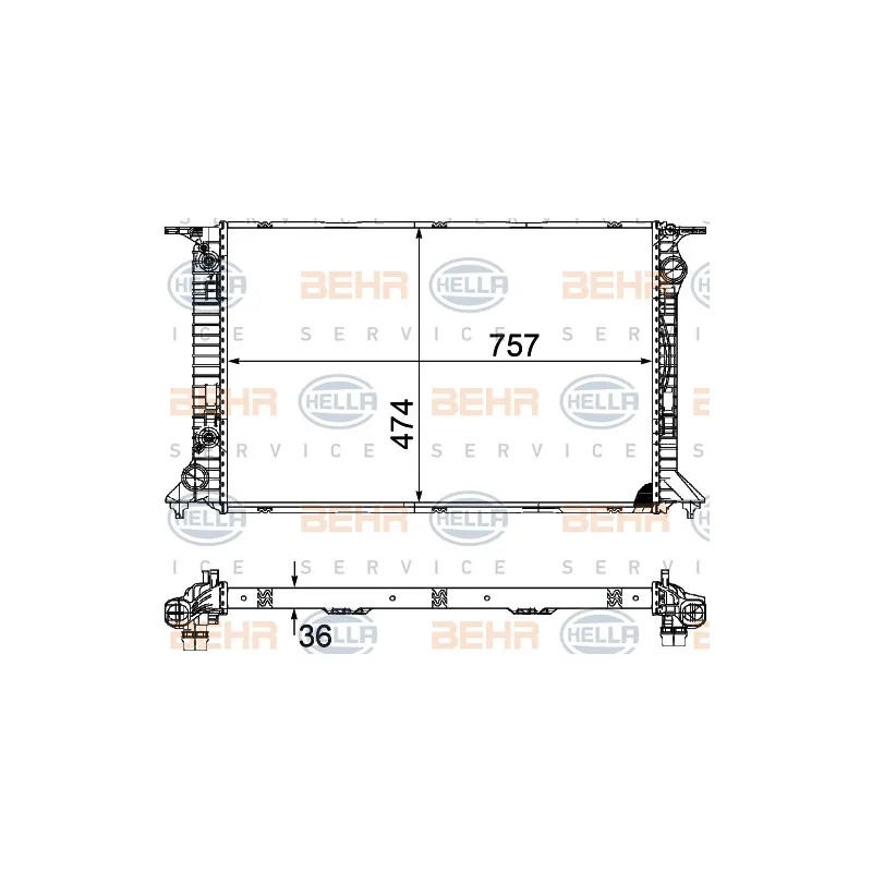 Radiateur, refroidissement du moteur HELLA 8MK 376 754-744
