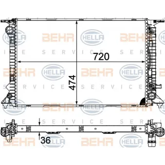 Radiateur, refroidissement du moteur HELLA 8MK 376 754-754