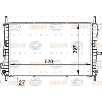 Radiateur, refroidissement du moteur HELLA 8MK 376 755-291