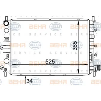 Radiateur, refroidissement du moteur HELLA 8MK 376 755-311