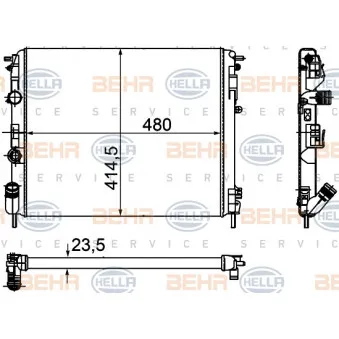 Radiateur, refroidissement du moteur HELLA 8MK 376 755-341