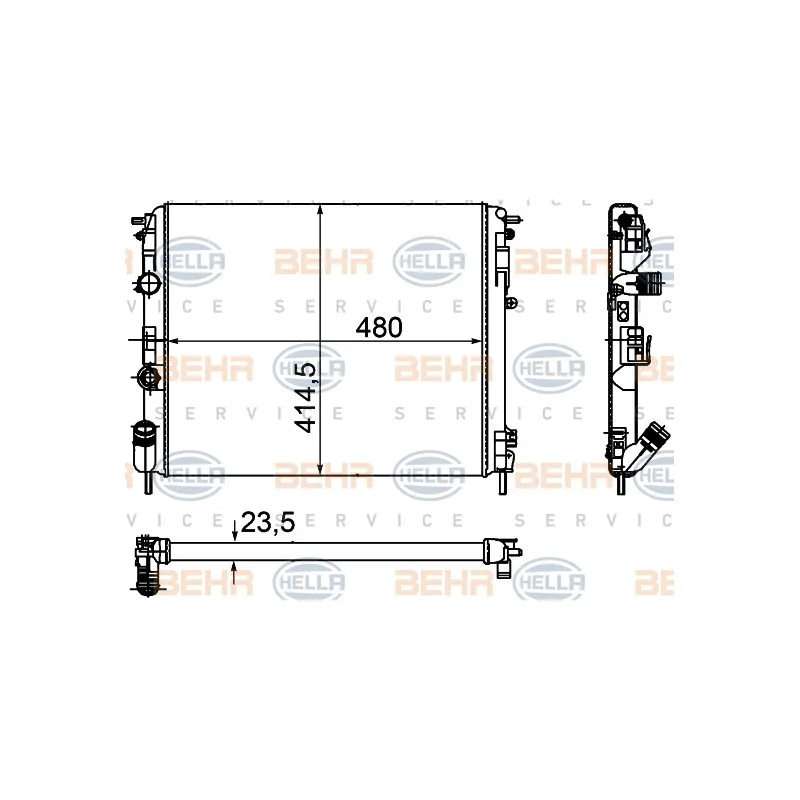 Radiateur, refroidissement du moteur HELLA 8MK 376 755-341