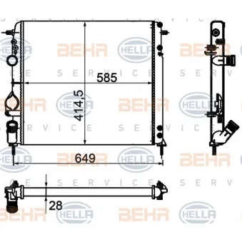 Radiateur, refroidissement du moteur HELLA 8MK 376 755-361