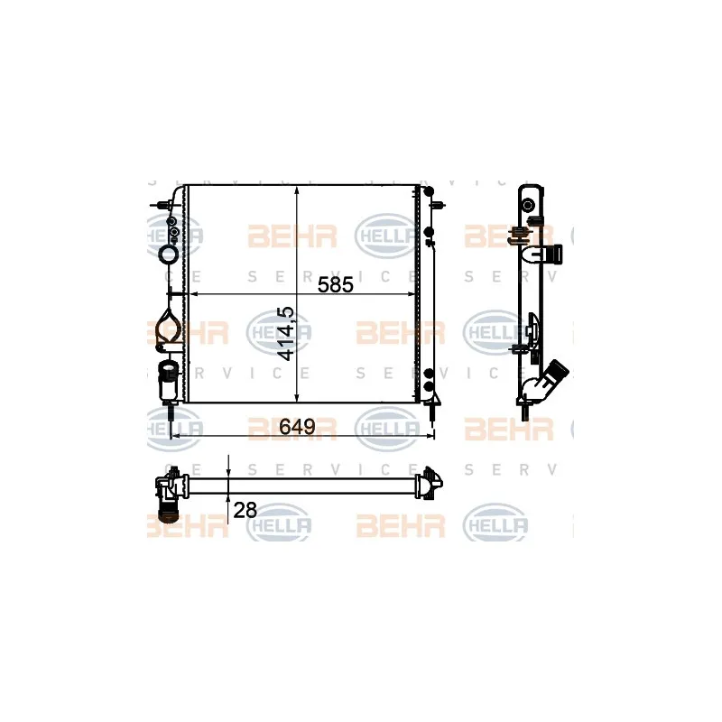 Radiateur, refroidissement du moteur HELLA 8MK 376 755-361