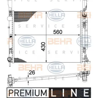 Radiateur, refroidissement du moteur HELLA 8MK 376 755-501