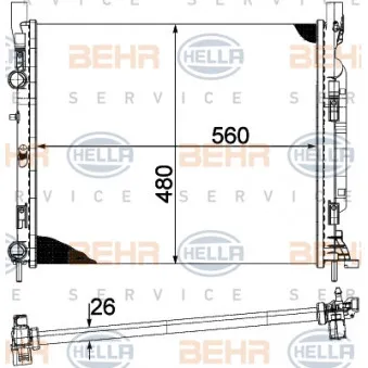 Radiateur, refroidissement du moteur HELLA 8MK 376 755-514