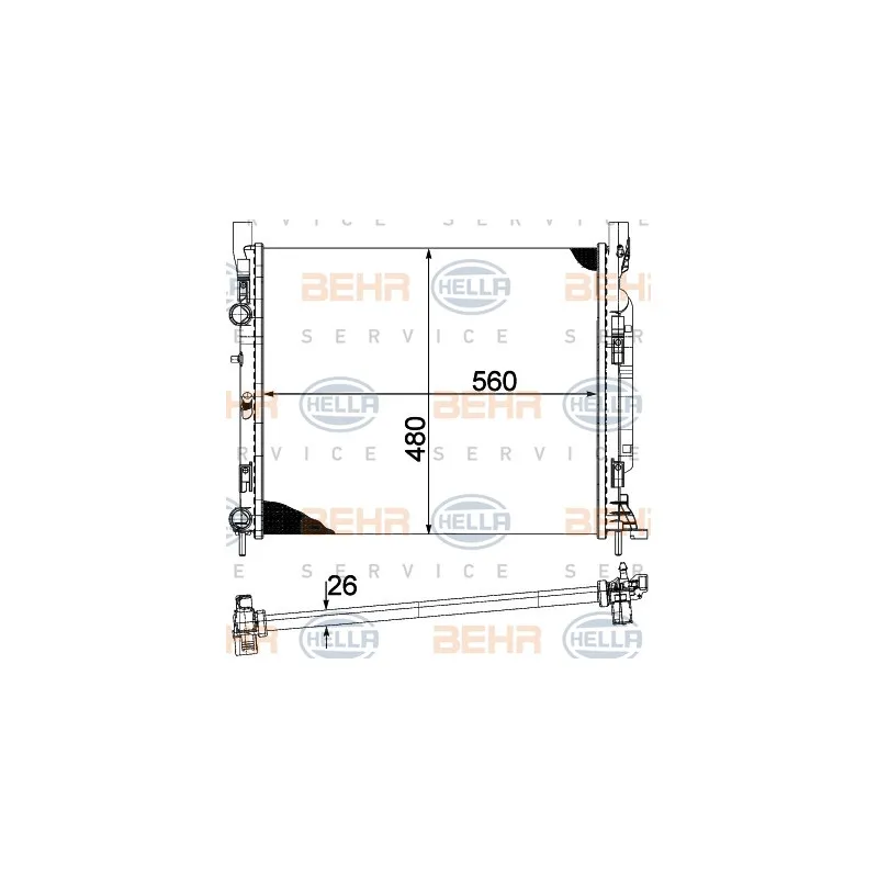 Radiateur, refroidissement du moteur HELLA 8MK 376 755-514