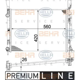 Radiateur, refroidissement du moteur HELLA 8MK 376 755-521