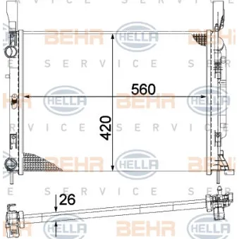 Radiateur, refroidissement du moteur HELLA 8MK 376 755-524
