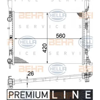 Radiateur, refroidissement du moteur HELLA 8MK 376 755-531