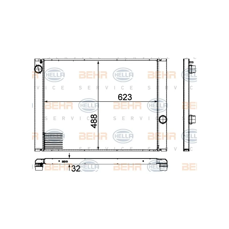 Radiateur, refroidissement du moteur HELLA 8MK 376 755-591