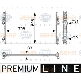 Radiateur, refroidissement du moteur HELLA 8MK 376 755-671